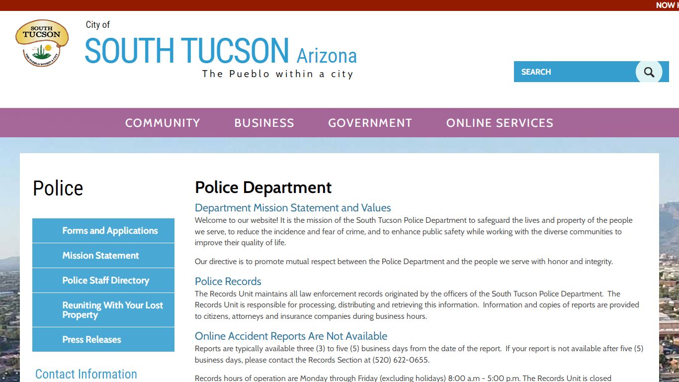 Police Department | The City of South Tucson Arizona